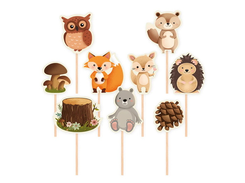 Cake toppers birthday Forest friends - 9 pcs