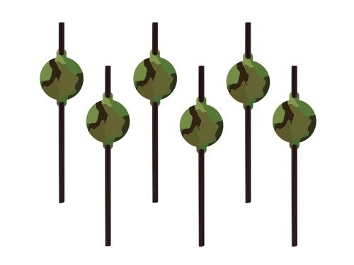 Camouflage straws - 6 pcs