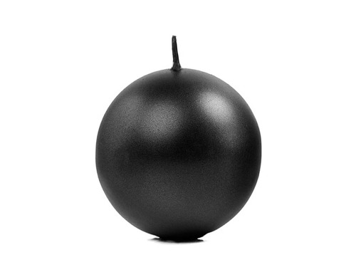 Candle Sphere, metallic, black - 6 cm - 1 pc