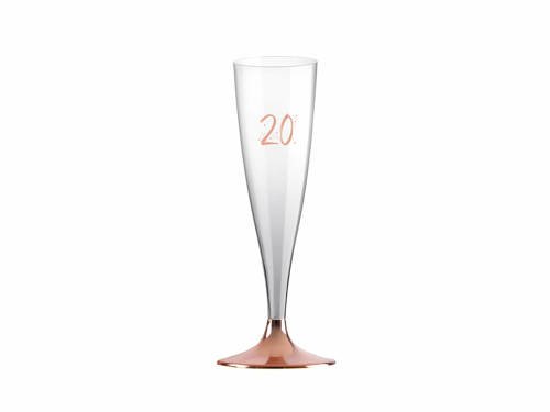 Champagne glasses for twentieth birthday rose gold - 140 ml - 6 pcs.