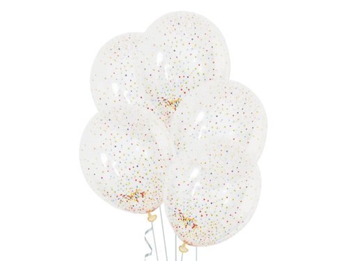 Clear Latex Balloons with confetti - 30 cm -3 pcs