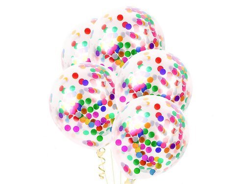 Clear Latex Balloons with confetti - 30 cm - 5 pcs