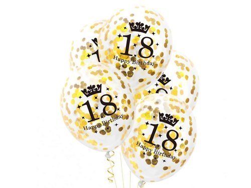 Clear Latex Balloons with confetti - 30 cm - 5 pcs