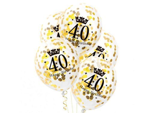 Clear Latex Balloons with confetti - 30 cm - 5 pcs