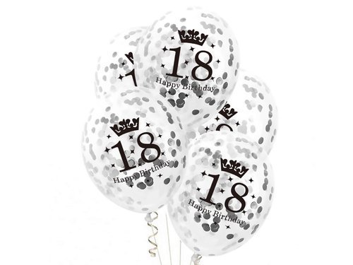 Clear Latex Balloons with confetti - 30 cm - 5 pcs