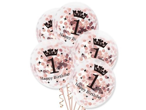 Clear Latex Balloons with confetti - 30 cm - 5 pcs