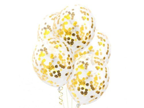 Clear Latex Balloons with confetti - 30 cm - 5 pcs