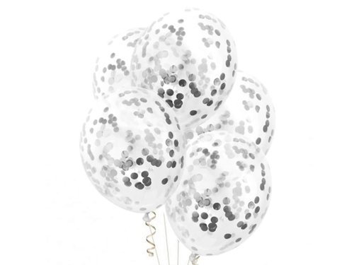 Clear Latex Balloons with confetti - 30 cm - 5 pcs