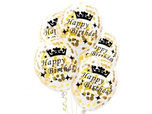 Clear Latex Balloons with confetti - 30 cm - 5 pcs