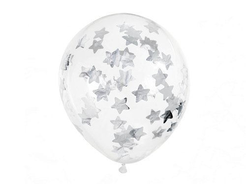 Clear Latex Balloons with confetti - 30 cm - 6 pcs