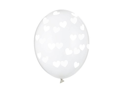 Clear balloons with hearts - 50 pcs