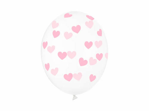 Clear balloons with hearts - 6 pcs