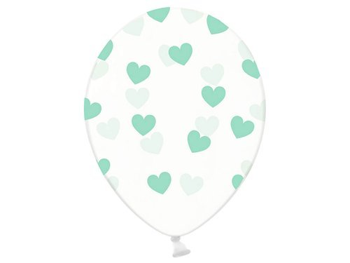 Clear balloons with hearts - 6 pcs