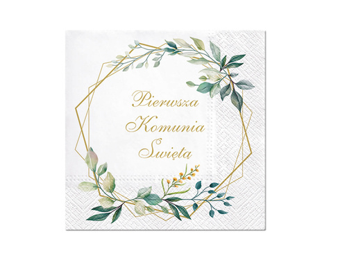 Communion First Communion napkins with leaves - 33 cm - 20 pcs