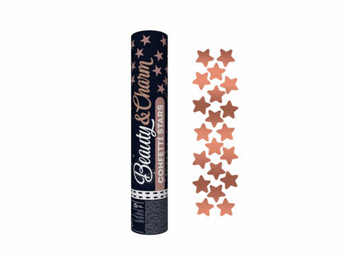 Confetti cannon - rose gold stars - 30 cm - 1 pc