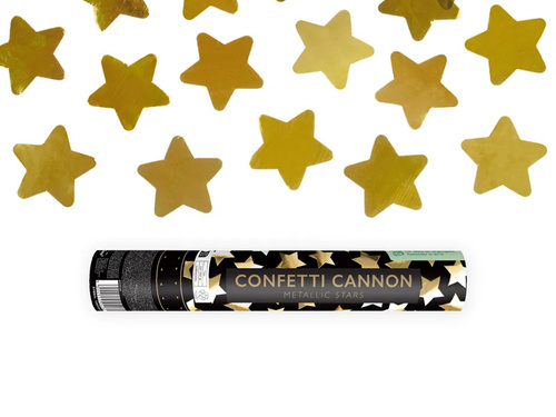 Confetti cannon with stars - gold - 28 cm - 1 pc