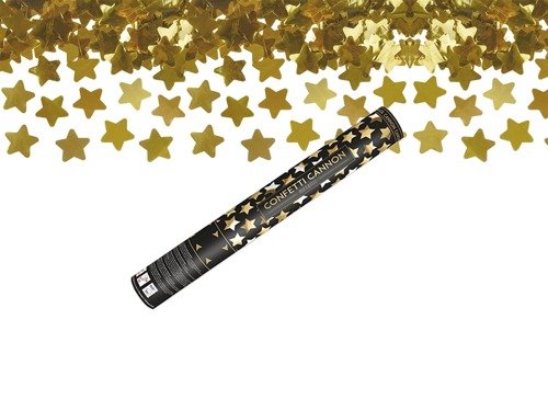 Confetti cannon with stars - gold - 40 cm - 1 pc