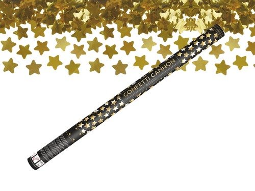 Confetti cannon with stars - gold - 80 cm - 1 pc