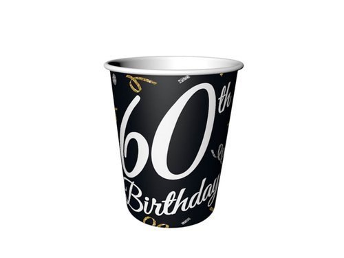 Cups for sixtieth birthday black - ml - 6 pcs.