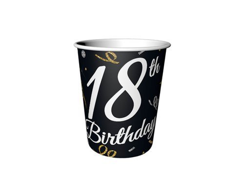 Cups for the eighteenth birthday black - 250 ml - 6 pcs.