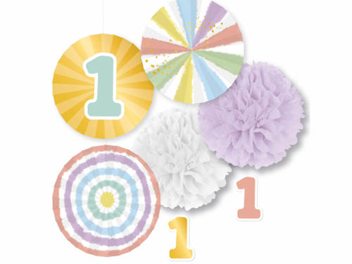 Decoration Kit 1st Birthday Rainbow 5 Parts