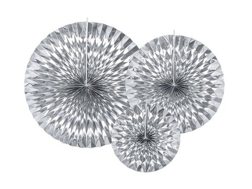 Decorative Rosettes, Silver - 3 pcs