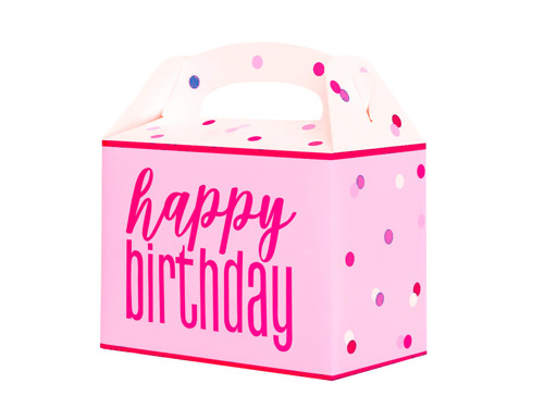 Decorative birthday cake box pink - 6 pcs.