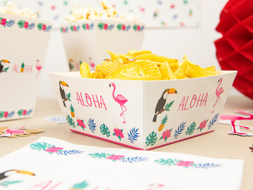 Decorative boxes for chips, crisps Aloha Party - 4 pcs