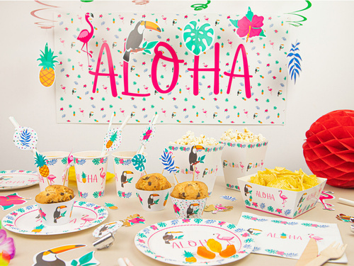 Decorative boxes for chips, crisps Aloha Party - 4 pcs