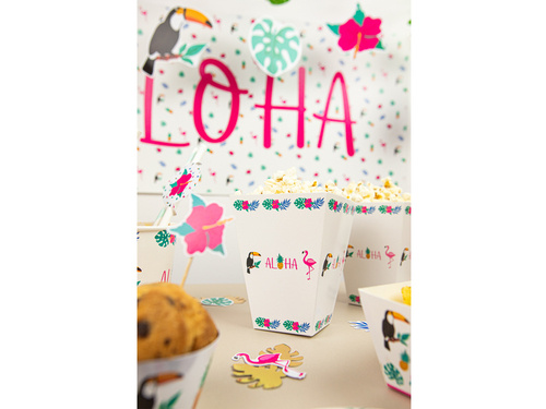 Decorative boxes for popcorn Aloha Party - 6 pcs