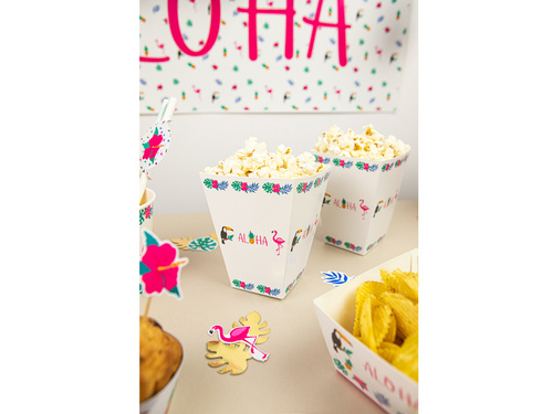 Decorative boxes for popcorn Aloha Party - 6 pcs