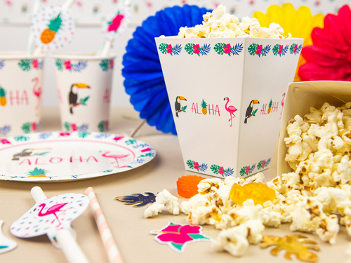 Decorative boxes for popcorn Aloha Party - 6 pcs