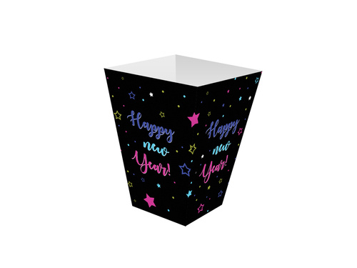 Decorative boxes for popcorn Happy New Year Golden Stars - 6 pcs