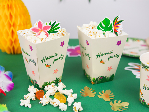 Decorative boxes for popcorn Hawaii Party - 6 pcs