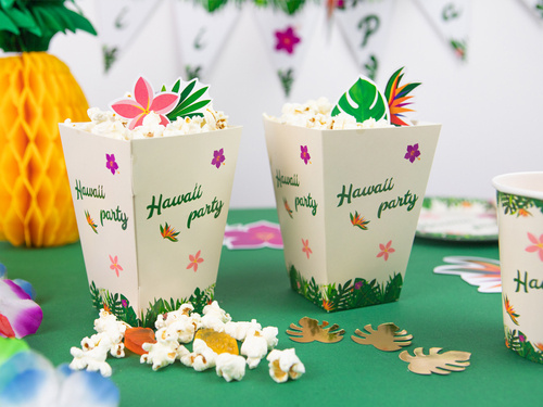 Decorative boxes for popcorn Hawaii Party - 6 pcs