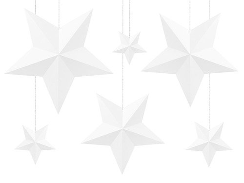 Decorative white stars - 6 pcs