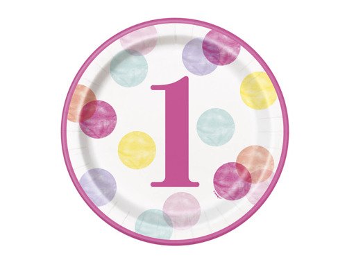 Dots 1st Birthday Plates - 23 cm - 8 pcs