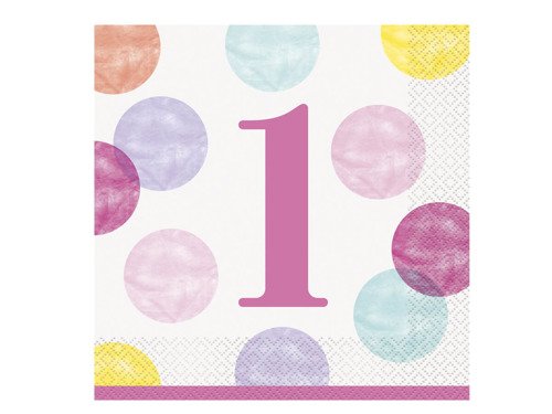 Dots 1st Birthday lunch napkins - 33 cm - 16 pcs