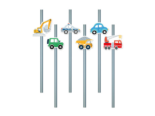 Drinking straws Cars - 6 pcs