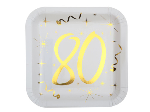 Eightieth birthday plates - 23 cm - 10 pcs.