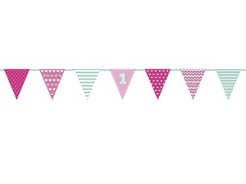 First birthday Paper Garland - pink and mint - 1.35m - 1pc