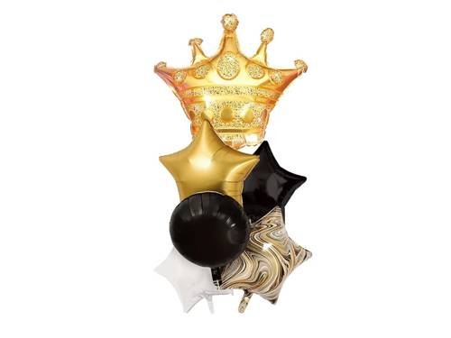 Foil Balloons Hearts rounds and crown - 6 pcs