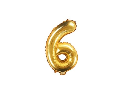 Foil balloon number 6 gold - 35 cm