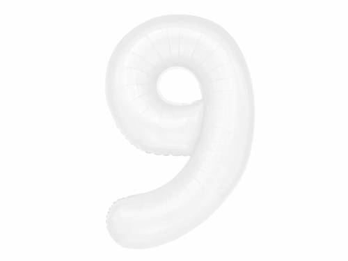 Foil balloon white number 9 - 100 cm - 1 pc.