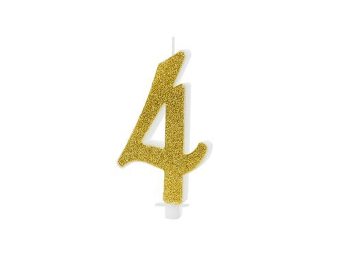 Glitter Gold Candle number 4 - 1 pc