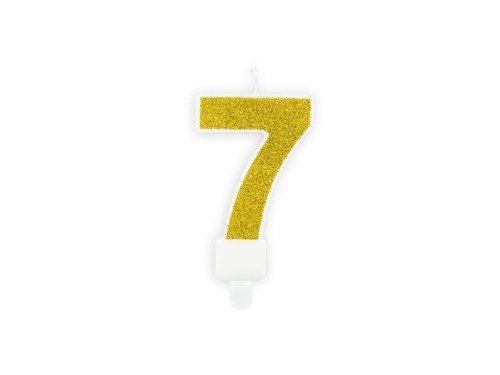 Glitter Gold Candle number 7 - 1 pc