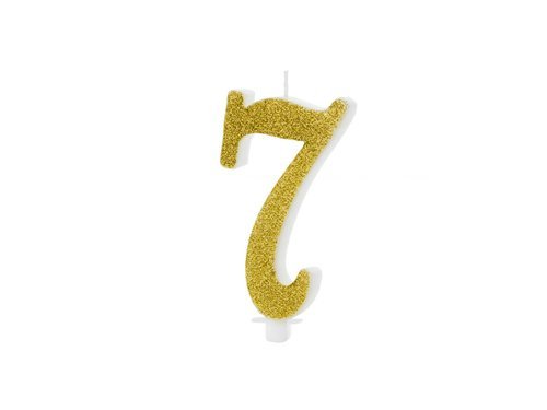 Glitter Gold Candle number 7 - 1 pc