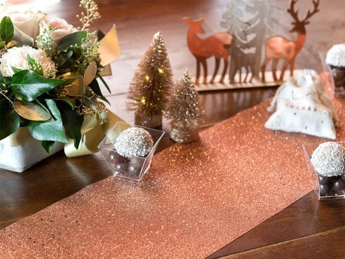 Glitter table runner rose gold