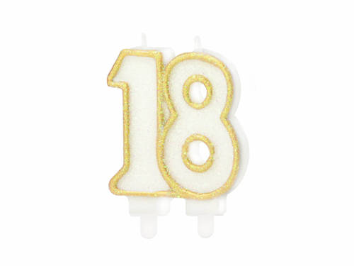 Glitz gold numeral candle 18 - 1 pc