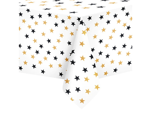 Gold and black stars tablecover - 137x274 cm - 1 pc